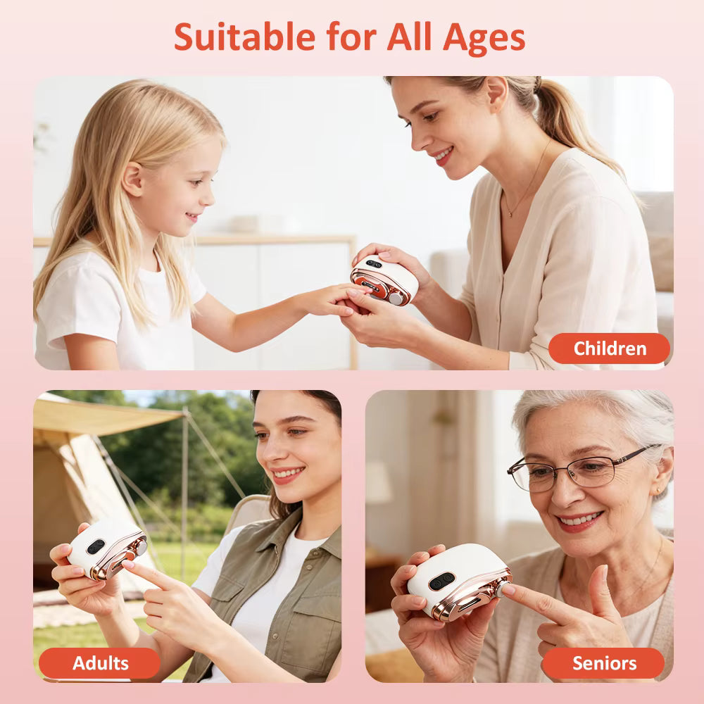 2-in-1 Automatic Electric Nail Clipper & Polisher with LED Light for Baby, Adults & Seniors