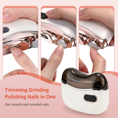 2-in-1 Automatic Electric Nail Clipper & Polisher with LED Light for Baby, Adults & Seniors