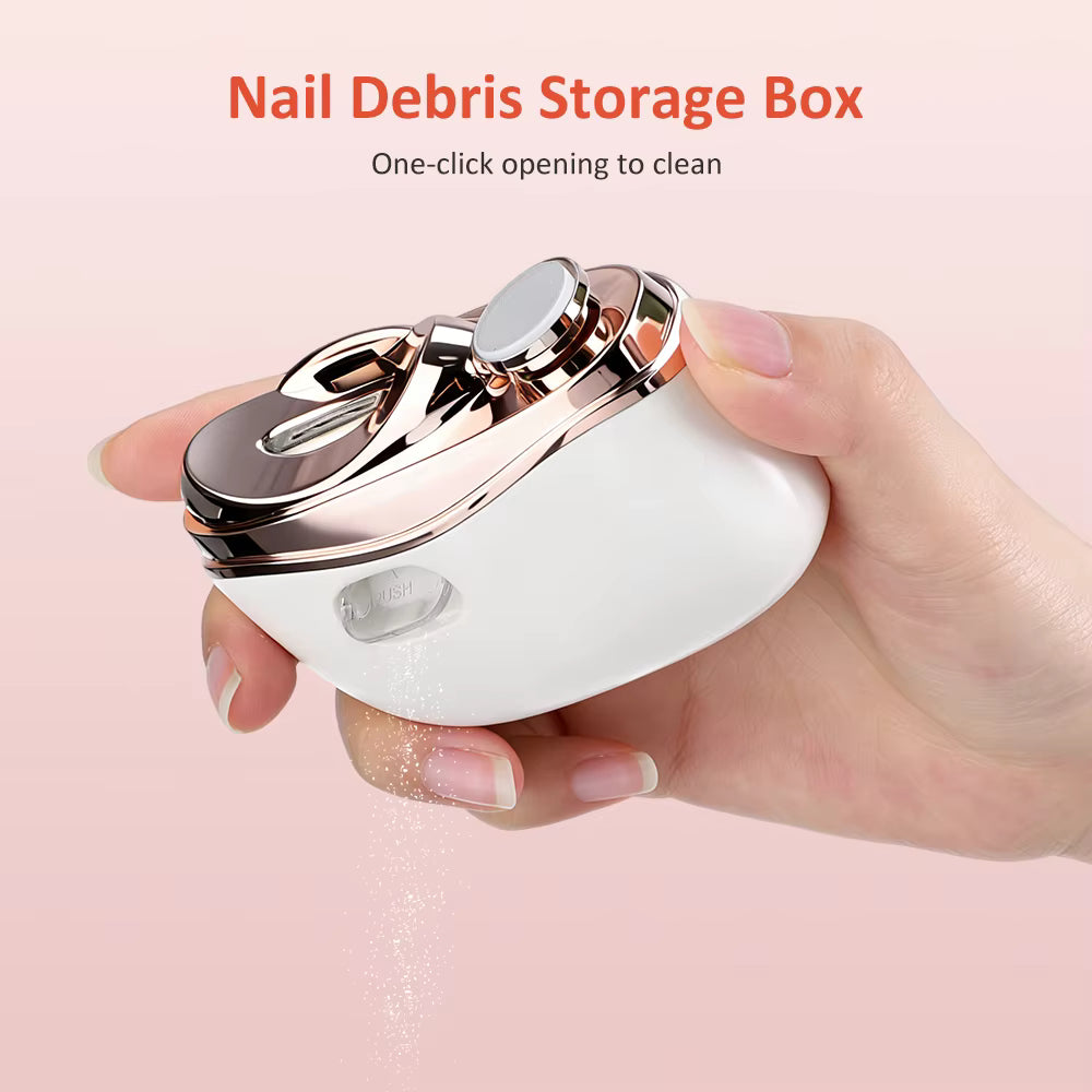 2-in-1 Automatic Electric Nail Clipper & Polisher with LED Light for Baby, Adults & Seniors