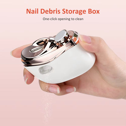 2-in-1 Automatic Electric Nail Clipper & Polisher with LED Light for Baby, Adults & Seniors